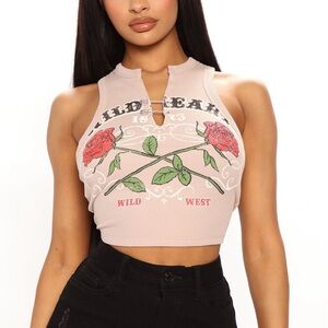 NWOT Fashion Nova Cropped Graphic Tank Top